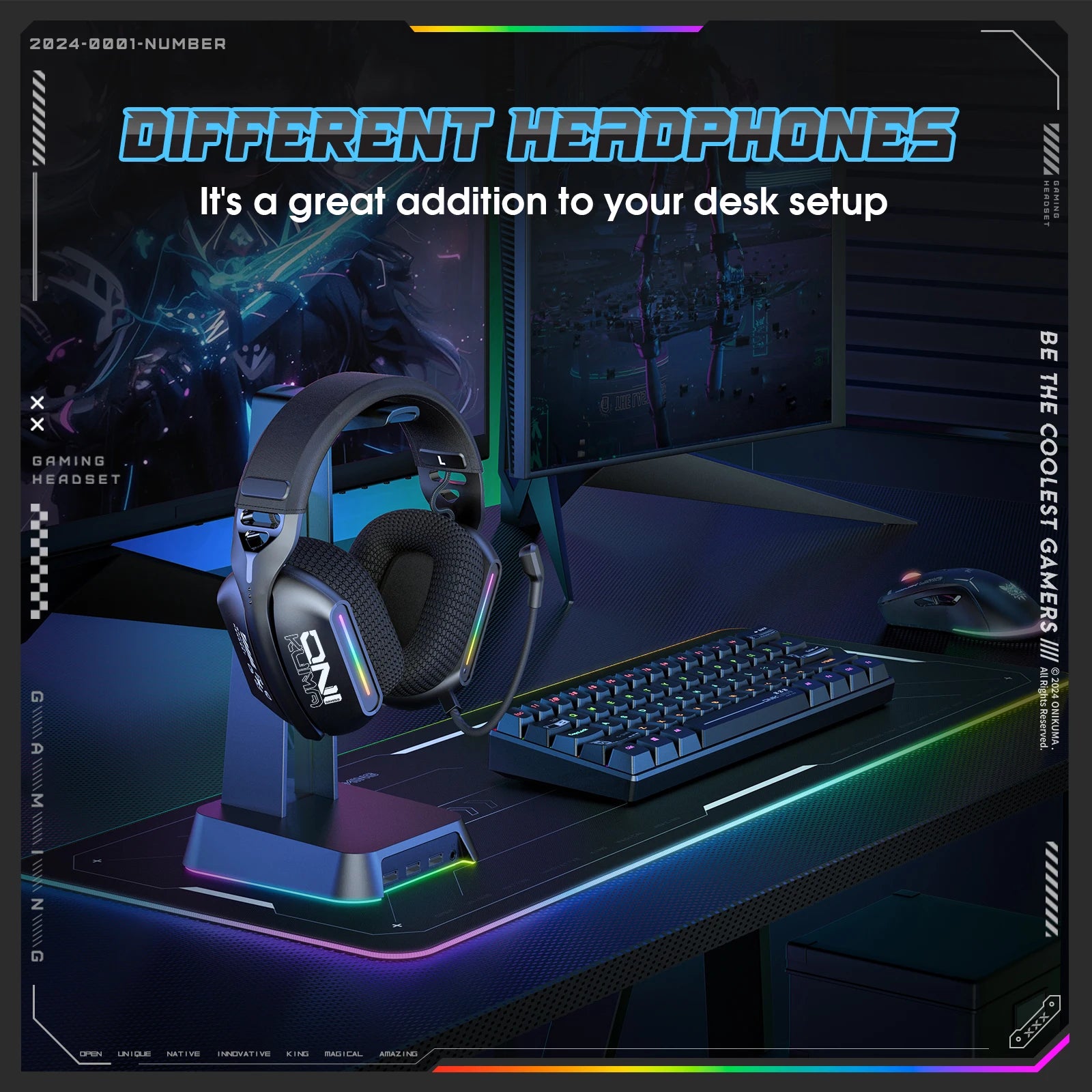 🎧 ONIKUMA GT808 – Tri-Mode Gaming Headset mit 2.4G Wireless, Bluetooth & Kabelbetrieb + RGB-Beleuchtung