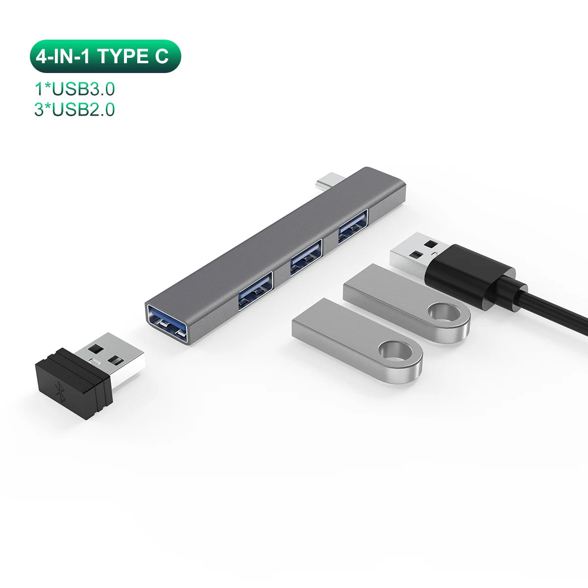 🔌 4-Port USB-C Multi Splitter – Type-C HUB 3.0/3.1 Adapter