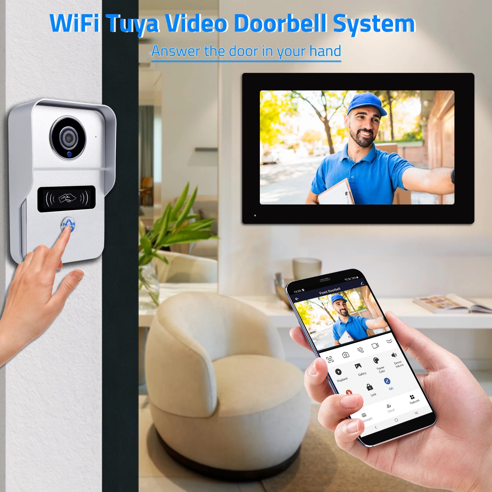 🏡 AMOCAM 1080P Video Doorbell System – WLAN-Türkamera mit 7" Touchscreen, Intercom, 32GB SD & Tuya Smart Home