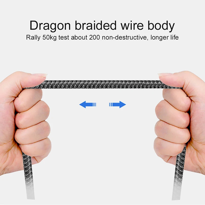 UYUXIO 66W USB-C  – Schnellladekabel mit ausziehbarem Kabel & LED-Spannungsanzeige für iPhone & Samsung