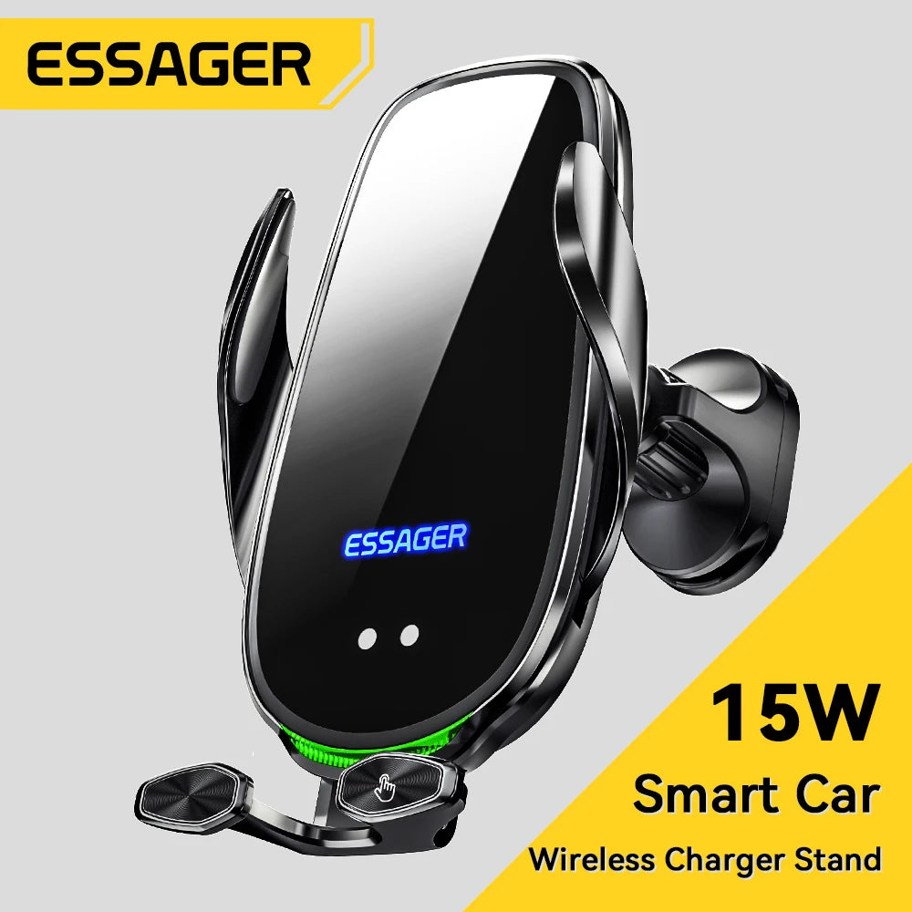🚗 Essager 15W Wireless Car Charger – Automatische Handyhalterung mit Schnellladen & Lüftungsgitter-Montage