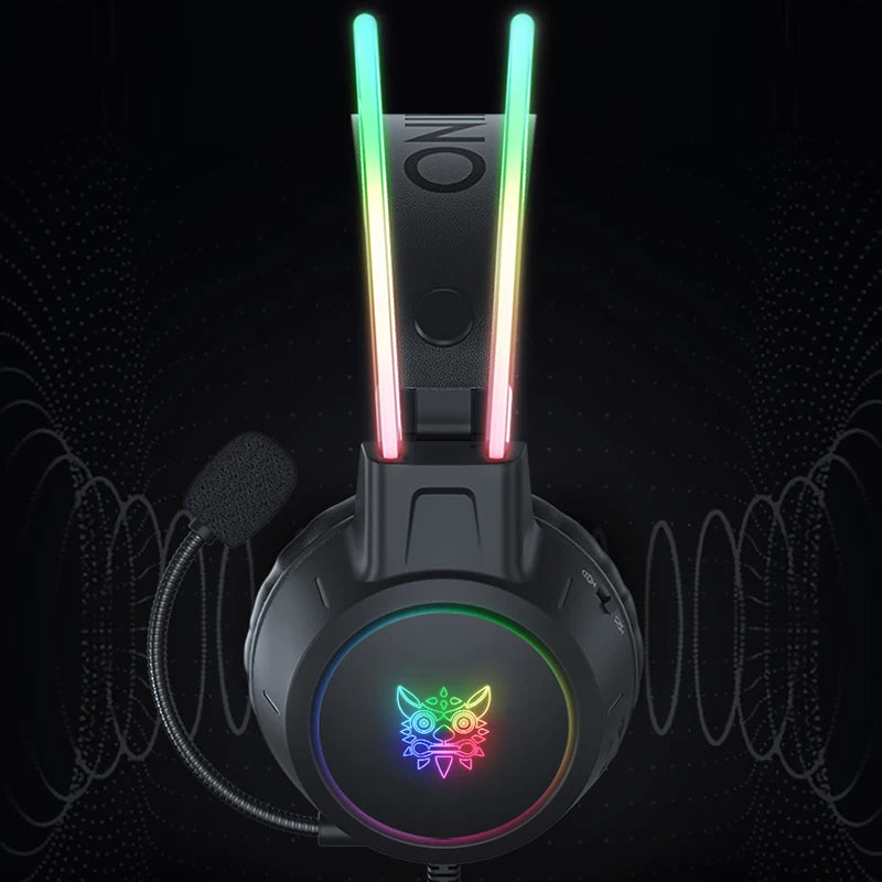 ONIKUMA RGB Gaming Headset – Gaming Kopfhörer mit HD-Mikrofon & 3.5mm Anschluss für PC, PS4/PS5, Xbox & Switch