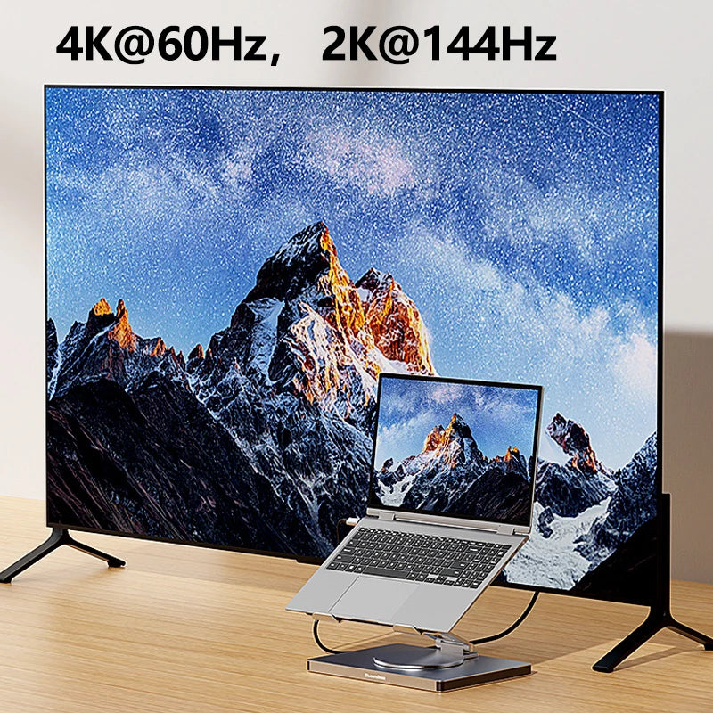 💻 YUCUN 360° Laptop Stand – Drehbarer & faltbarer Universal-Laptophalter aus Aluminium mit USB-Hub, Kartenleser & RJ45