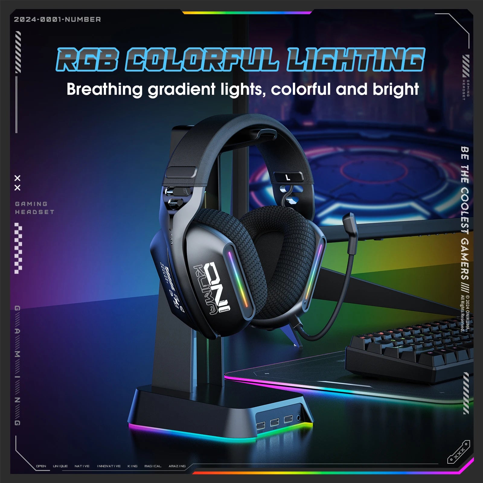 🎧 ONIKUMA GT808 – Tri-Mode Gaming Headset mit 2.4G Wireless, Bluetooth & Kabelbetrieb + RGB-Beleuchtung