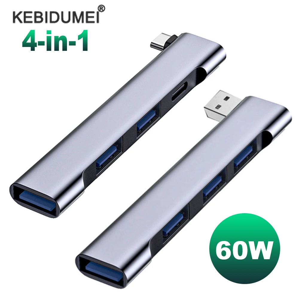 🔌 4-Port USB-C Multi Splitter – Type-C HUB 3.0/3.1 Adapter