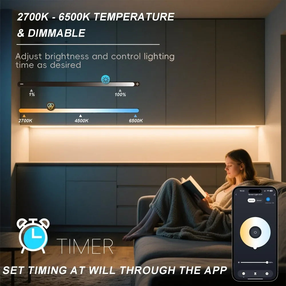 🌈 Tuya WiFi PIR Motion Sensor LED Strip – 24V RGBCCT FCOB High-Density Smart Light (840 LEDs/m, dimmbar, App & Voice Control)
