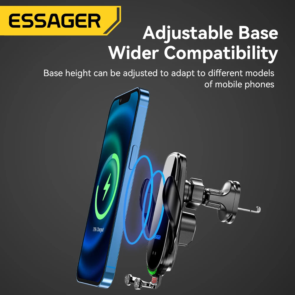 🚗 Essager 15W Wireless Car Charger – Automatische Handyhalterung mit Schnellladen & Lüftungsgitter-Montage