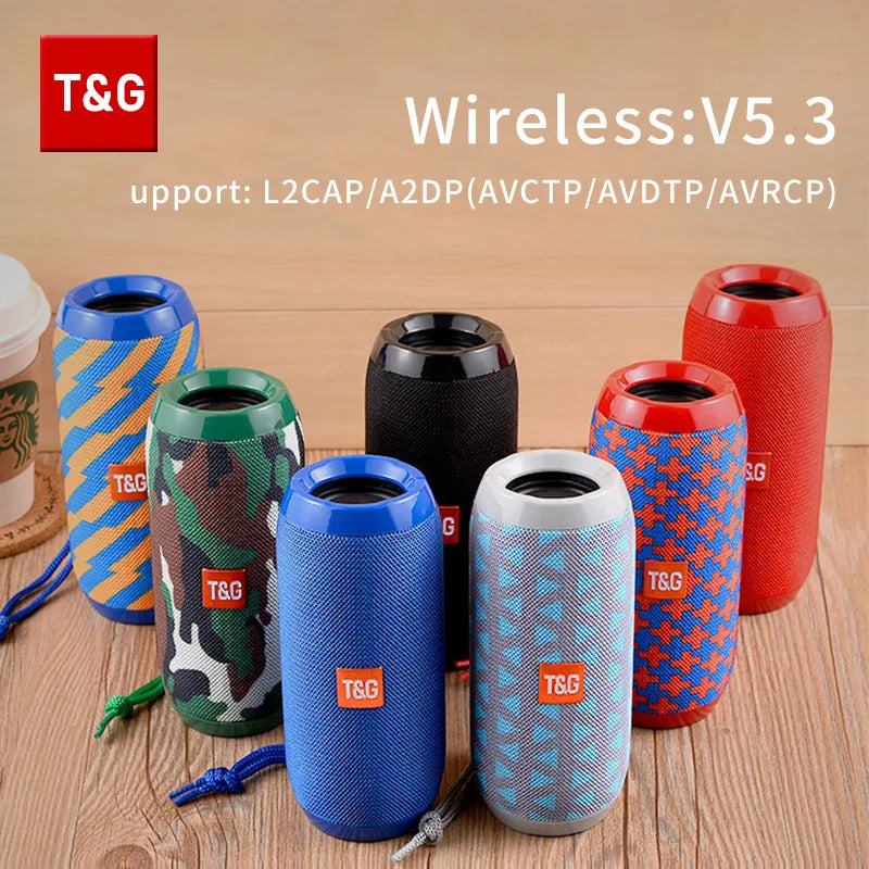 🔊 T&G TG117 – Tragbarer Bluetooth 5.3 Outdoor-Lautsprecher (Wasserdicht, TWS, FM-Radio, TF-Karte)