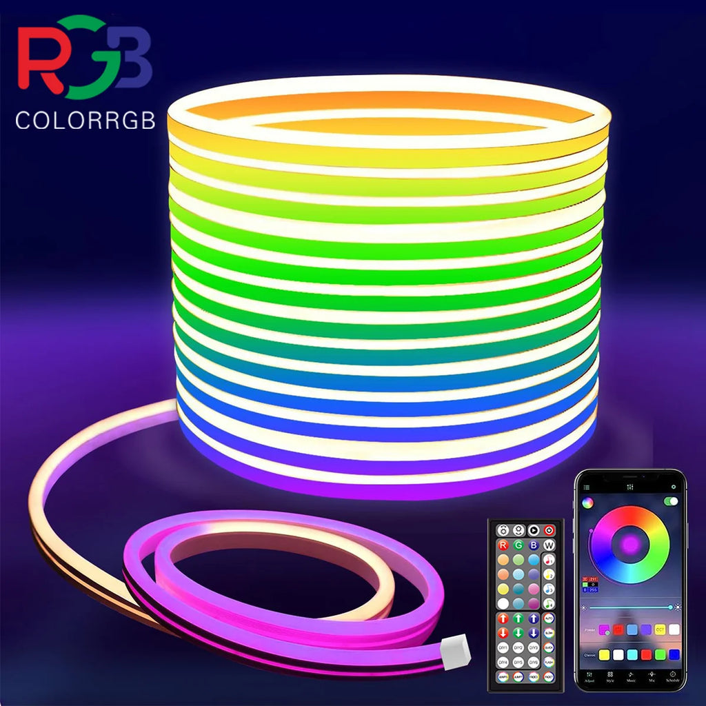 🌈 RGB Neon Rope Lights – Flexibles LED-Seillicht mit App & Fernbedienung (IP65 Outdoor, multiple Modi)