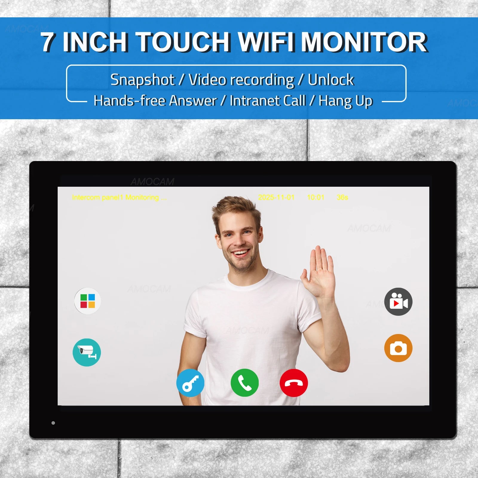 🏡 AMOCAM 1080P Video Doorbell System – WLAN-Türkamera mit 7" Touchscreen, Intercom, 32GB SD & Tuya Smart Home