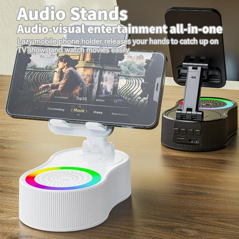 📱✨ 3-in-1 Handyhalter mit LED-Licht & Bluetooth-Lautsprecher – Verstellbarer Tablet-Stand mit integriertem Wireless Speaker