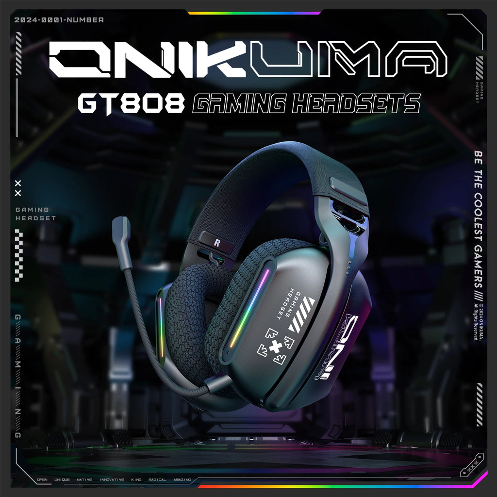 🎧 ONIKUMA GT808 – Tri-Mode Gaming Headset mit 2.4G Wireless, Bluetooth & Kabelbetrieb + RGB-Beleuchtung