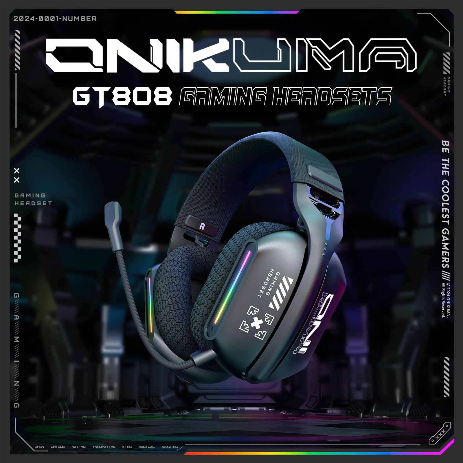 🎧 ONIKUMA GT808 – Tri-Mode Gaming Headset mit 2.4G Wireless, Bluetooth & Kabelbetrieb + RGB-Beleuchtung
