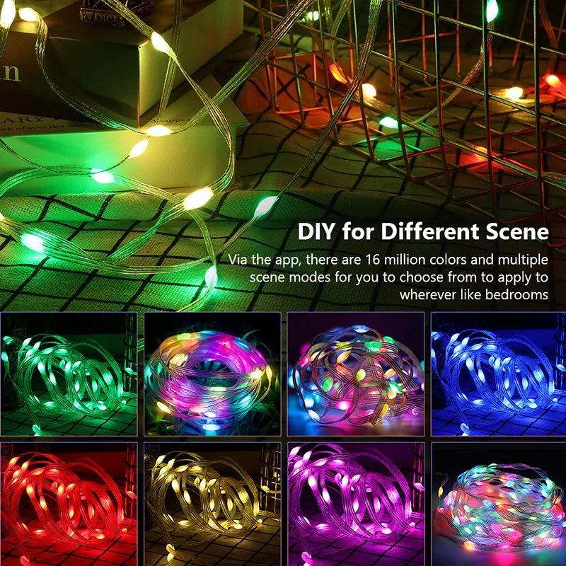 🌈 Dreamcolor WS2812B RGB LED Lichterkette – Bluetooth Smart Fairy Lights (IP65, Wasserdicht, 6V) für Zimmer, Parties & Weihnachten