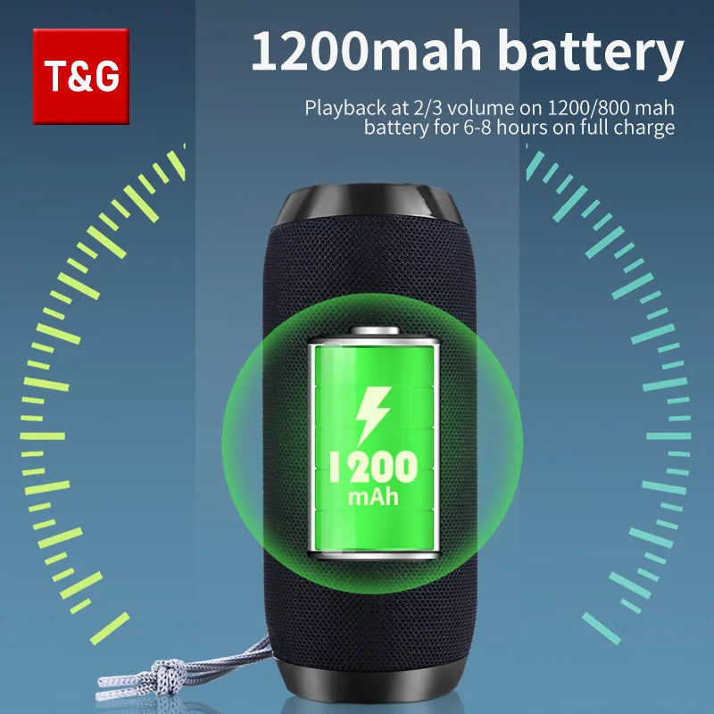 🔊 T&G TG117 – Tragbarer Bluetooth 5.3 Outdoor-Lautsprecher (Wasserdicht, TWS, FM-Radio, TF-Karte)