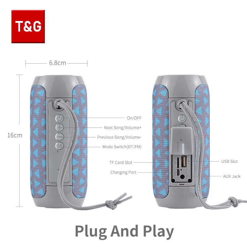 🔊 T&G TG117 – Tragbarer Bluetooth 5.3 Outdoor-Lautsprecher (Wasserdicht, TWS, FM-Radio, TF-Karte)